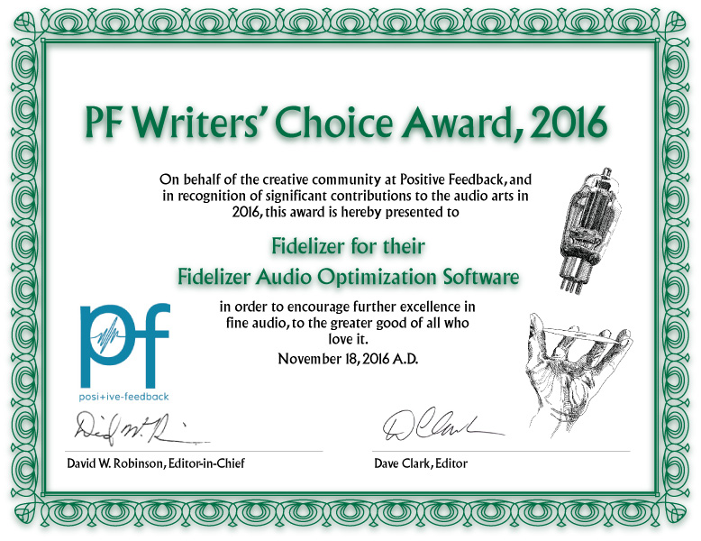 Positive Feedback Writers' Choice Award 2016 for Fidelizer